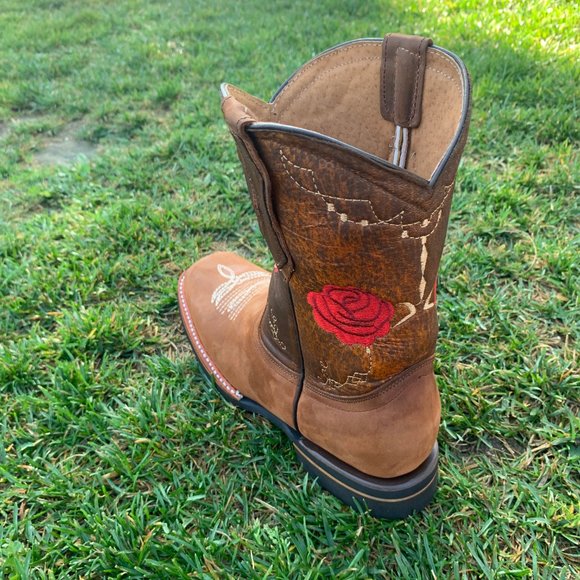 WOMEN'S WESTERN RODEO COWGIRL BOOTS GENUINE LEATHER TAN BOTA DAMA VAQUERA 706 - Picture 5 of 7